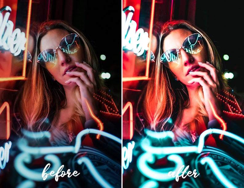 12 MOBILE Lightroom Presets Neon