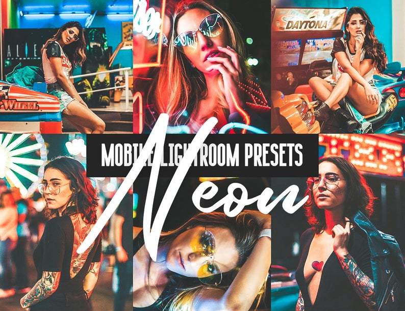 12 MOBILE Lightroom Presets Neon